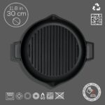 Lava Döküm Yuvarlak Izgara Tavası Döküm Demir Yekpare Çift Kulplu Çap(Ø)30cm. - Görsel 4