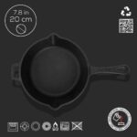 Lava Döküm Yuvarlak Kızartma Tavası Döküm Demir Yekpare Saplı. Çap(Ø)24cm - Görsel 4