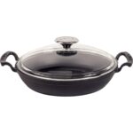 Lava Döküm Yuvarlak Sahan Cam Kapaklı Döküm Demir Yekpare Çift Kulplu Çap(Ø)24cm.