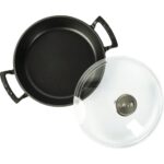 Lava Döküm Yuvarlak Sahan Cam Kapaklı Döküm Demir Yekpare Çift Kulplu Çap(Ø)24cm. - Görsel 2