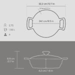 Lava Döküm Yuvarlak Sahan Cam Kapaklı Döküm Demir Yekpare Çift Kulplu Çap(Ø)24cm. - Görsel 5