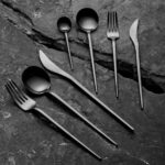 Jumbo 4400 Fallen 84 Parça 12 Kişilik Titanyum Siyah Çatal Kaşık Bıçak Seti - Görsel 4