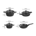 Amboss 18 Parça Class 7 Parça Yanmaz Yapışmaz 8 Parça Paslanmaz Çelik Tencere Seti, 3 Parça Granit Sahan Çeyiz Tencere Seti - Görsel 4