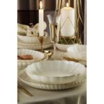 Kütahya Porselen Bone Luz Form Yemek Takımı Altın 48 Parça 12 Kişilik