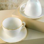 Digithome Aryıldız Alicia Luna 4 Parça Gold Detaylı 2 Kişilik Fincan Takımı Krem