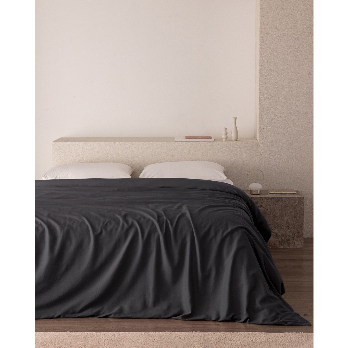 110000941150000.jpg Madame Coco Ciel Çift Kişilik %100 Pamuk Saten Nevresim - Koyu Gri - Görsel 1