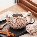 Porsima Dem-131-3 Porselen Bitki Çayı Demliği Çiçek Desenli Tek Demlik 400 ml