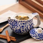 Porsima Dem-133-6 Porselen Bitki Çayı Demliği Lacivert Detaylı Desenli Tek Demlik 400 ml