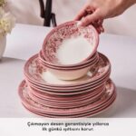 Karaca Forever Bone Diana Rose 24 Parça Porselen 6 Kişilik Pembe Yemek Takımı – Şık ve Zarif Tasarım - Görsel 5