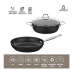 Amboss 3 Parça Dark Yanmaz Yapışmaz Titanyum Kaplama Tencere Tava Seti Kapaklı - 26 cm - Görsel 2