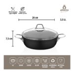 Amboss 3 Parça Dark Yanmaz Yapışmaz Titanyum Kaplama Tencere Tava Seti Kapaklı - 26 cm - Görsel 4