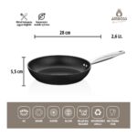 Amboss 3 Parça Dark Yanmaz Yapışmaz Titanyum Kaplama Tencere Tava Seti Kapaklı - 28 cm - Görsel 2