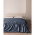 Madame Coco Ciel Çift Kişilik %100 Pamuk Saten Nevresim - Koyu Mavi