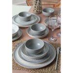 Keramika Stone Nordic24 Parça 6 Kişilik Gri Desenli Mat Stoneware Yemek Takımı - Görsel 2