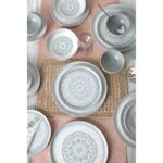 Keramika Stone Nordic24 Parça 6 Kişilik Gri Desenli Mat Stoneware Yemek Takımı