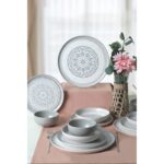 Keramika Stone Nordic24 Parça 6 Kişilik Gri Desenli Mat Stoneware Yemek Takımı - Görsel 3