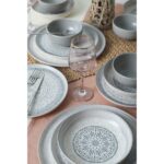 Keramika Stone Nordic24 Parça 6 Kişilik Gri Desenli Mat Stoneware Yemek Takımı - Görsel 4