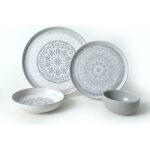 Keramika Stone Nordic24 Parça 6 Kişilik Gri Desenli Mat Stoneware Yemek Takımı - Görsel 5