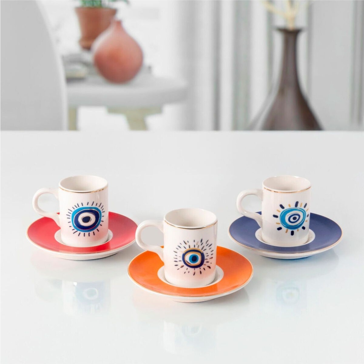 110000961932807.jpg Güral Porselen Camelia 12 Parça 6 Kişilik Kahve Takımı 6705 Nazar - Görsel 1