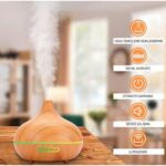 Hzl 500ml Kumandalı Rgb 7 Led Işıklı Ahşap Aroma Terapi Hava Nemlendirici - Görsel 4