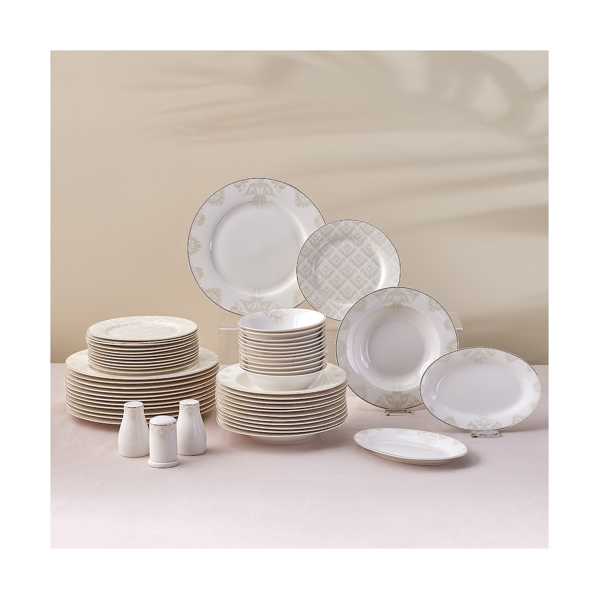 110000965343577.jpg Karaca Bone Collection Siena 53 Parça 12 Kişilik Yemek Takımı Gold - Görsel 1