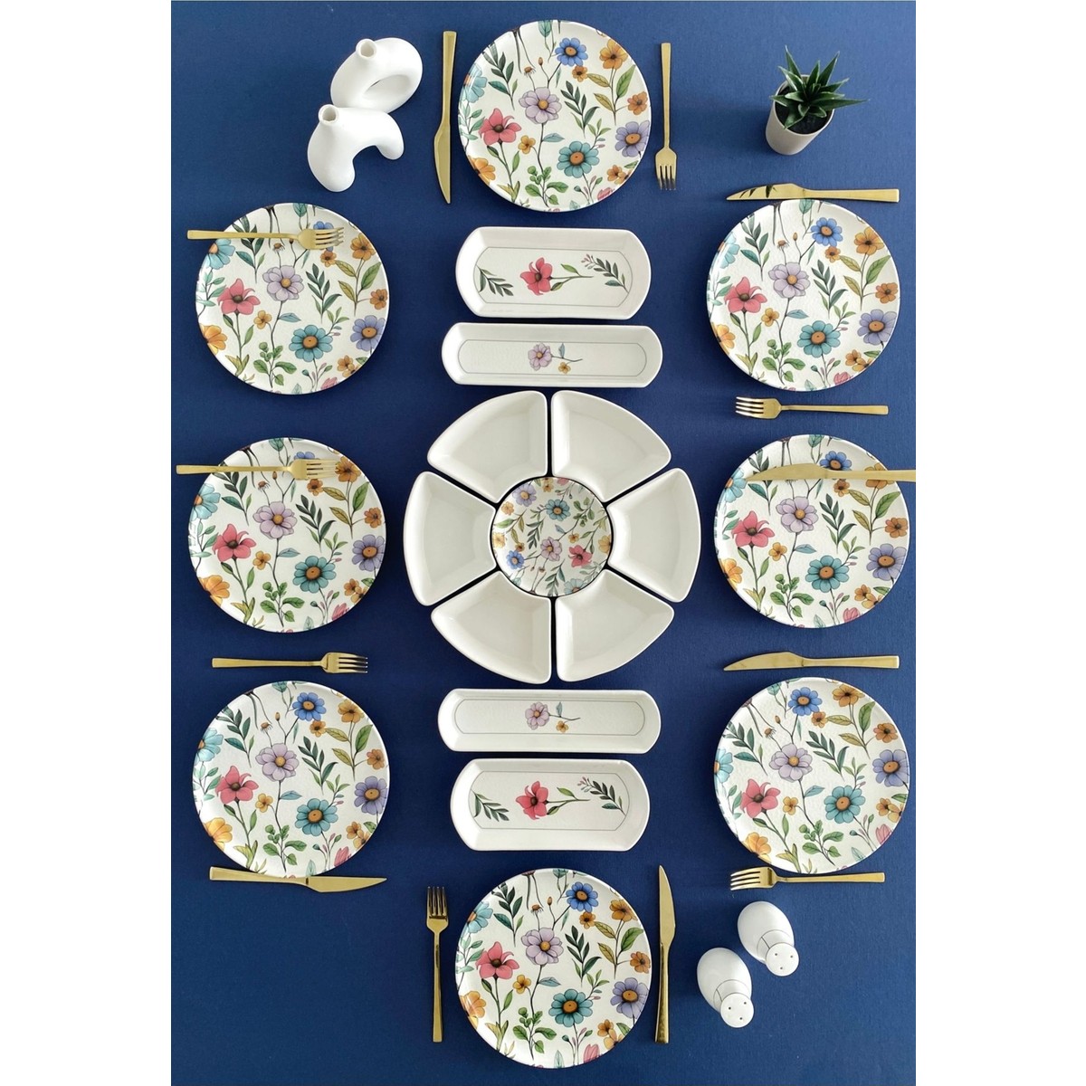 110000965824912.jpg Venüs Home Decoration Flora Model 8 Kişilik 19 Parça Kahvaltı Takımı - Görsel 1