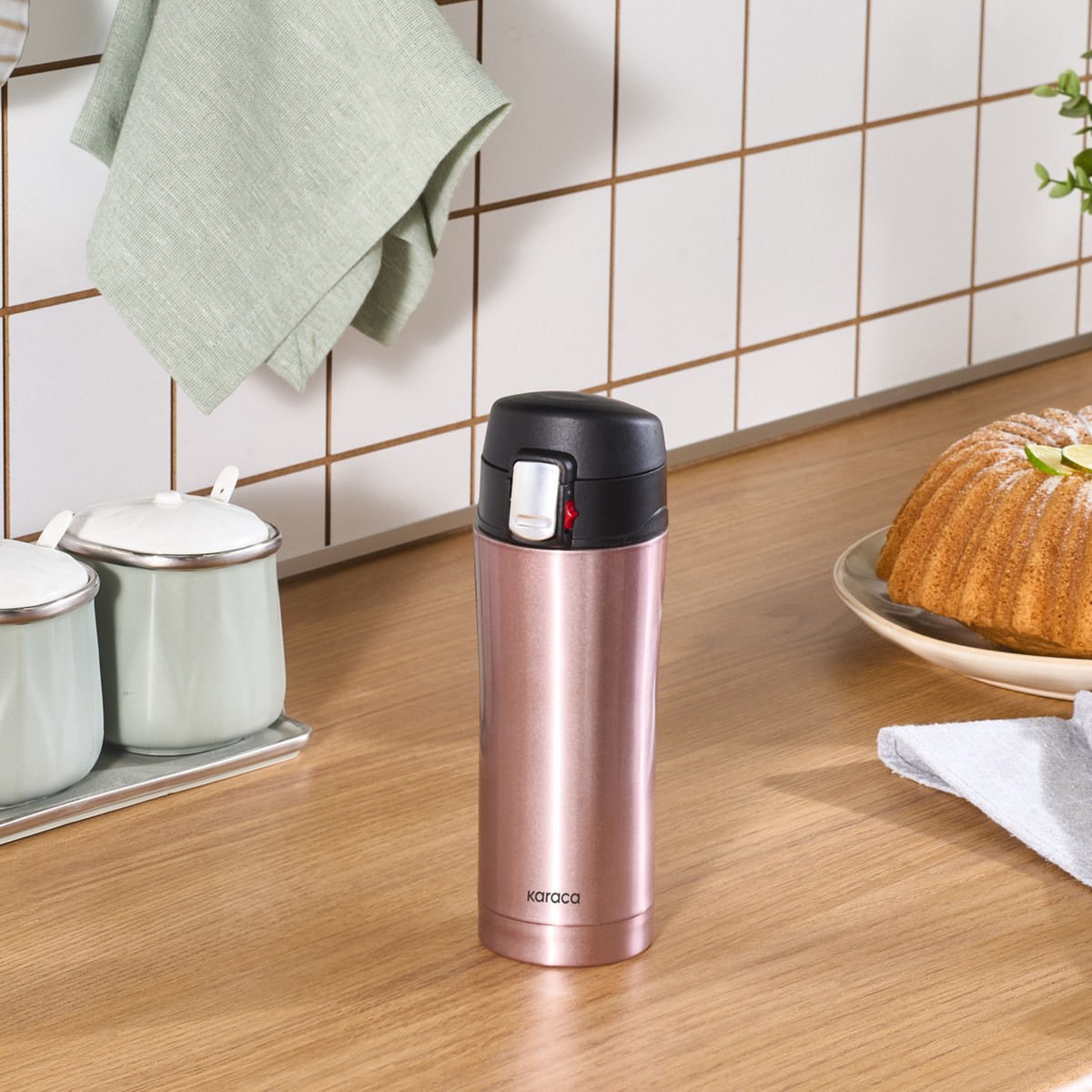 110000971990824.jpg Karaca Pluton Çelik Sızdırmaz Termos 450 ml Rose Gold - Görsel 1