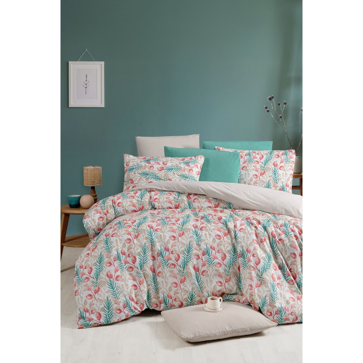 110000973263561.jpg My Story Lastikli Çarşaflı Çift Kişilik Nevresim Takımı Lemon Red - Görsel 1