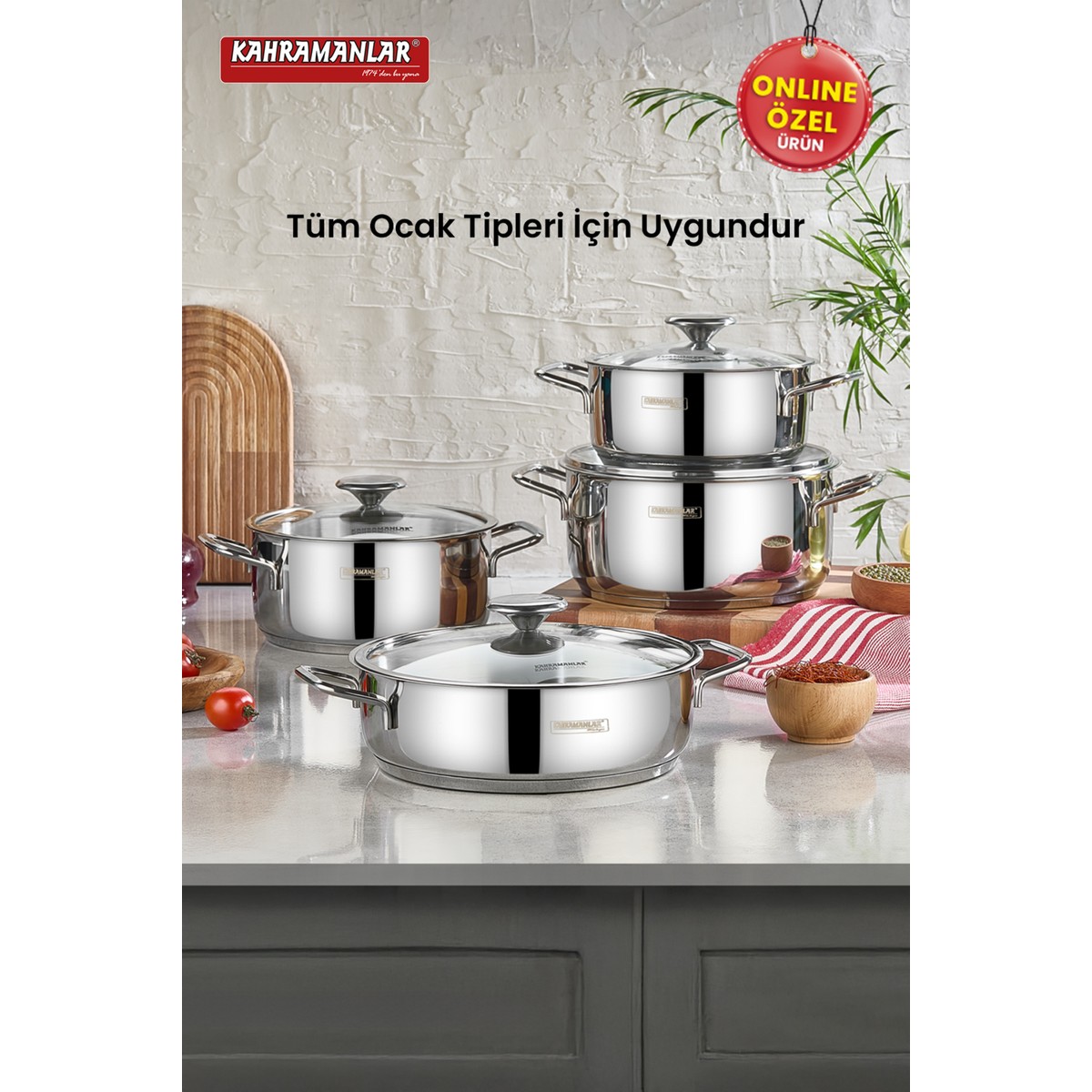 110000973356438.jpg Kahramanlar Yağmur 8 Parça Tencere Seti - Görsel 1