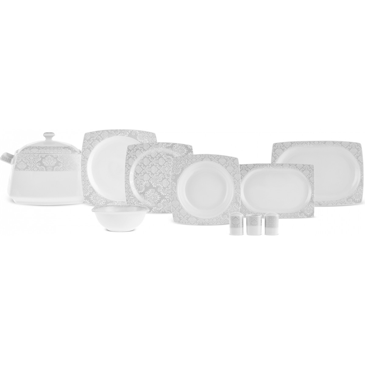 110000981075458.jpg Karaca Square Bone Bridal 60 Parça 12 Kişilik Yemek Takımı - Görsel 1