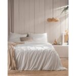 Madame Coco Melicia Tek Kişilik Pamuklu Çizgili Saten Nevresim Takımı - Ekru