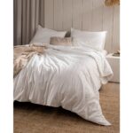 Madame Coco Melicia Tek Kişilik Pamuklu Çizgili Saten Nevresim Takımı - Ekru - Görsel 2