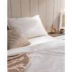 Madame Coco Melicia Tek Kişilik Pamuklu Çizgili Saten Nevresim Takımı - Ekru - Görsel 3