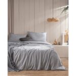 Madame Coco Melicia Tek Kişilik Pamuklu Çizgili Saten Nevresim Takımı - Gri