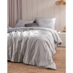 Madame Coco Melicia Tek Kişilik Pamuklu Çizgili Saten Nevresim Takımı - Gri - Görsel 2