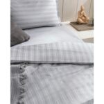 Madame Coco Melicia Tek Kişilik Pamuklu Çizgili Saten Nevresim Takımı - Gri - Görsel 3