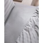 Madame Coco Melicia Tek Kişilik Pamuklu Çizgili Saten Nevresim Takımı - Gri - Görsel 4