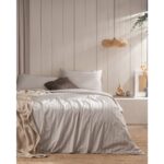 Madame Coco Melicia Tek Kişilik Pamuklu Çizgili Saten Nevresim Takımı - Bej