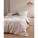 Madame Coco Melicia Tek Kişilik Pamuklu Çizgili Saten Nevresim Takımı - Bej - Görsel 2