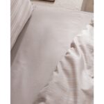 Madame Coco Melicia Tek Kişilik Pamuklu Çizgili Saten Nevresim Takımı - Bej - Görsel 4