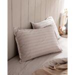 Madame Coco Melicia Tek Kişilik Pamuklu Çizgili Saten Nevresim Takımı - Bej - Görsel 5