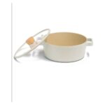 Es Dekor Fika Cam Kapaklı Alüminyum Döküm Derin Tencere 22CM Bej - Görsel 3