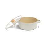 Es Dekor Fika Cam Ahşap Kapaklı Alüminyum Döküm Tencere 24CM Bej Mutfak Yapışmaz Kore Avantajlı 1 Adet - Görsel 3