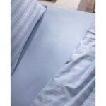 Madame Coco Melicia Çift Kişilik Pamuklu Çizgili Saten Nevresim Takımı - Mavi - Görsel 4