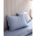 Madame Coco Melicia Çift Kişilik Pamuklu Çizgili Saten Nevresim Takımı - Mavi - Görsel 5