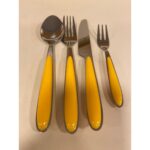 Plus Home Kaşık Çatal Bıçak Takımı 24 Parça Çelik Sarı Kulplu