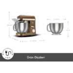 Karaca Mastermaid Chef Pro Çift Kollu 1750 W Stand Mikser – Ceviz Kahverengi, Yüksek Güçlü ve Dayanıklı Mutfak Yardımcısı - Görsel 2