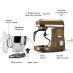 Karaca Mastermaid Chef Pro Çift Kollu 1750 W Stand Mikser – Ceviz Kahverengi, Yüksek Güçlü ve Dayanıklı Mutfak Yardımcısı - Görsel 3