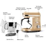 Karaca Mastermaid Chef Pro Çift Kollu Stand Mikser Mineral Gold 1750W - Görsel 3