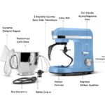 Karaca Mastermaid Chef Pro Çift Kollu Stand Mikser Royal BLUE 1750 W - Görsel 3